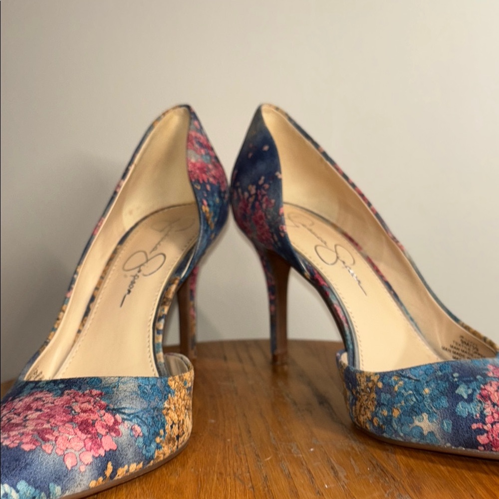 Jessica Simpson Blue and Pink Floral Heels - Picture 9 of 14